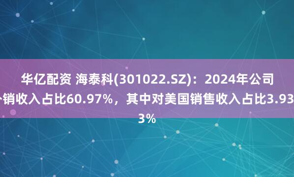 华亿配资 海泰科(301022.SZ)：2024年公司外销收入占比60.97%，其中对美国销售收入占比3.93%