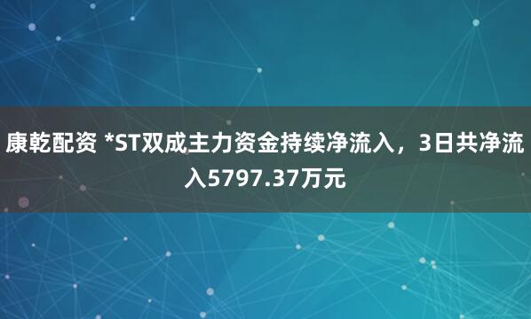 康乾配资 *ST双成主力资金持续净流入，3日共净流入5797.37万元