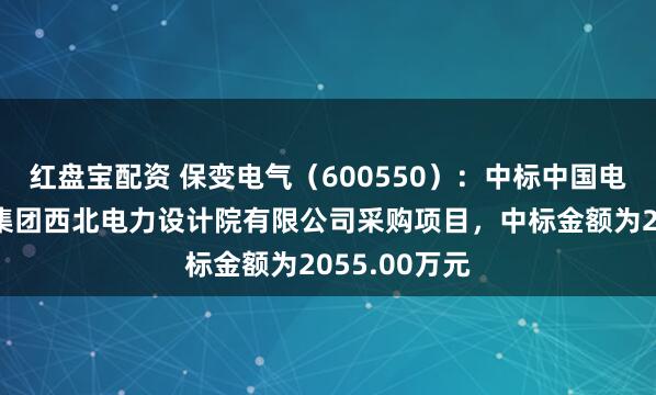 红盘宝配资 保变电气(600550):中标中国电力工程顾问集团西北电力设计院有限公司采购项目,中标金额为2055.00万元